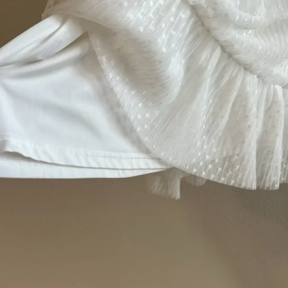 HER EMPIRE White Ruffled Tiered Mini Dress Size Large | Deep V Neck - Picture 8 of 8